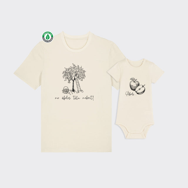 Organiskās kokvilnas komplekts "Ābols & ābele" (T-krekls + bodijs)