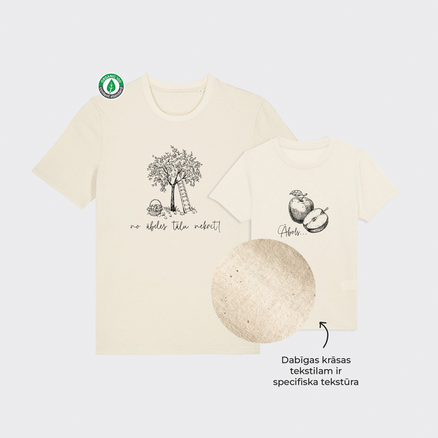 Organiskās kokvilnas komplekts "Ābols & ābele" (T-krekls + bērnu T-krekls)