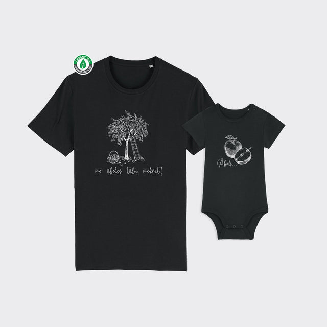 Organiskās kokvilnas komplekts "Ābols & ābele" (T-krekls + bodijs)