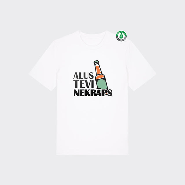 Organiskās kokvilnas T-krekls "Alus tevi nekrāps"