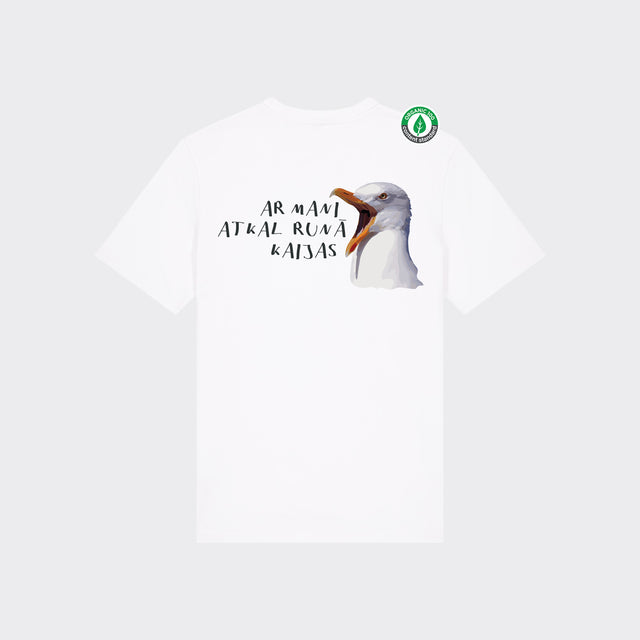 Organiskās kokvilnas T-krekls "Ar mani atkal runā kaijas 2"