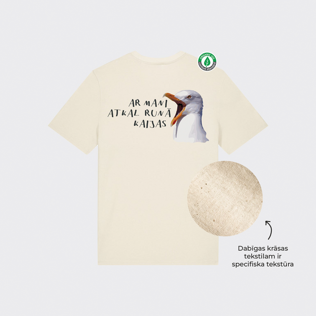 Organiskās kokvilnas T-krekls "Ar mani atkal runā kaijas 2"