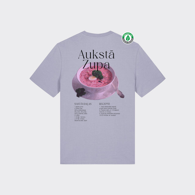 Organiskās kokvilnas T-krekls "Aukstās zupas recepte"