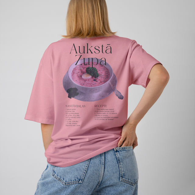 Organiskās kokvilnas T-krekls "Aukstās zupas recepte"