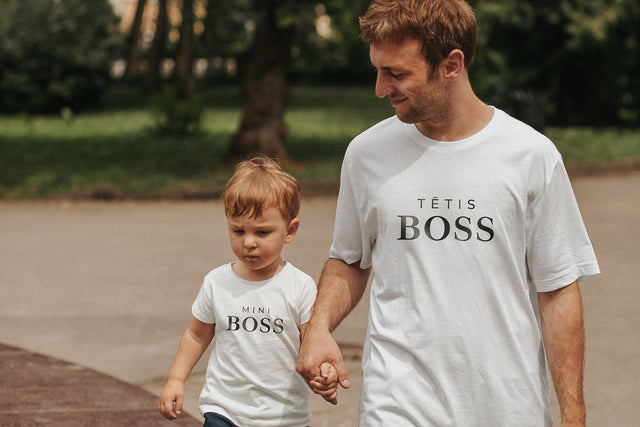 Organiskās kokvilnas komplekts "BOSI" (T-krekls + bērnu T-krekls)