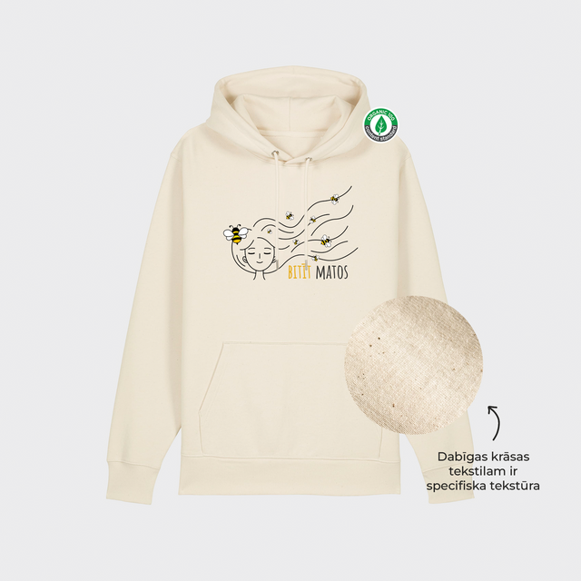Organiskās kokvilnas hūdijs "Bitīt matos"