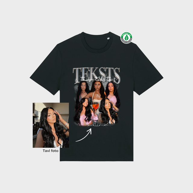 Organiskās kokvilnas T-krekls ar personalizētu kolāžu 2