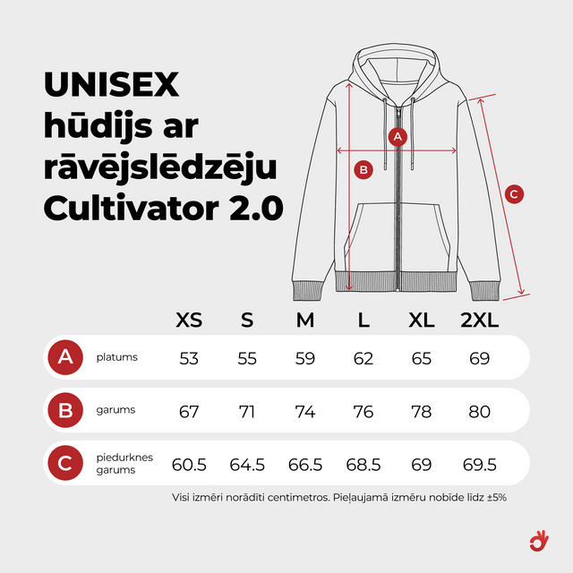 Organiskās kokvilnas hūdijs ar rāvējslēdzēju Cultivator 2.0