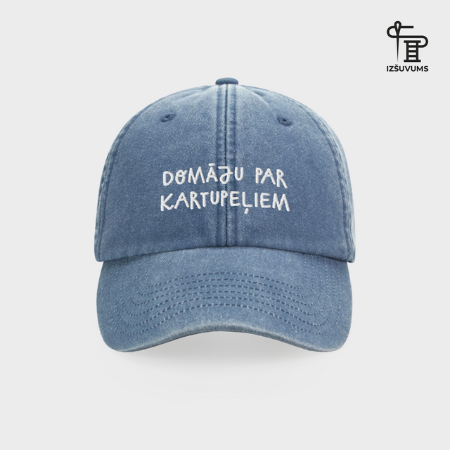 Izšūta cepure "Domāju par kartupeļiem"