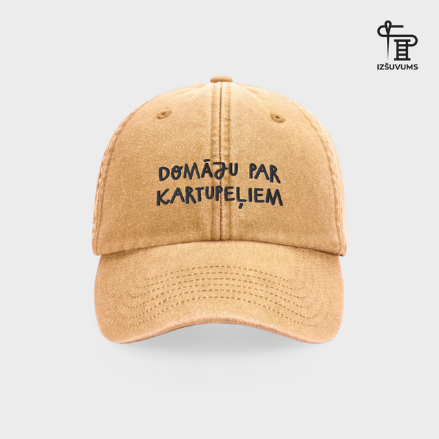 Izšūta cepure "Domāju par kartupeļiem"