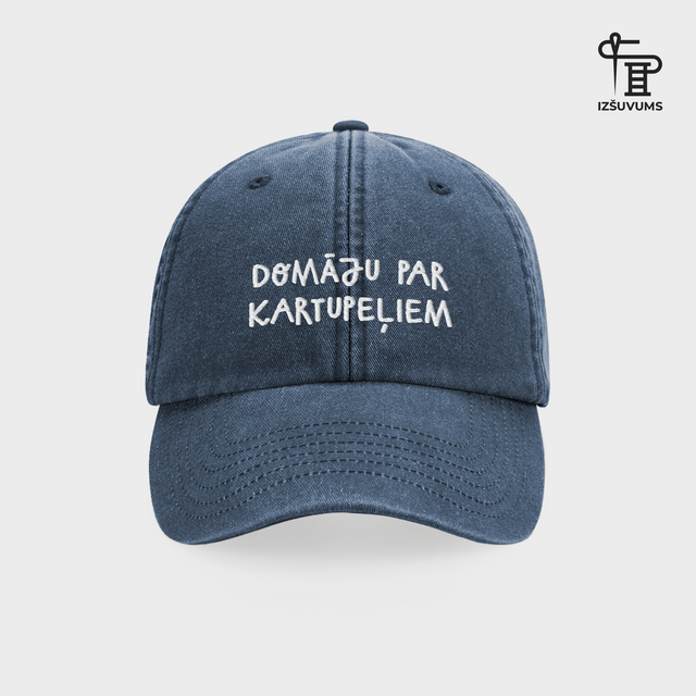 Izšūta cepure "Domāju par kartupeļiem"