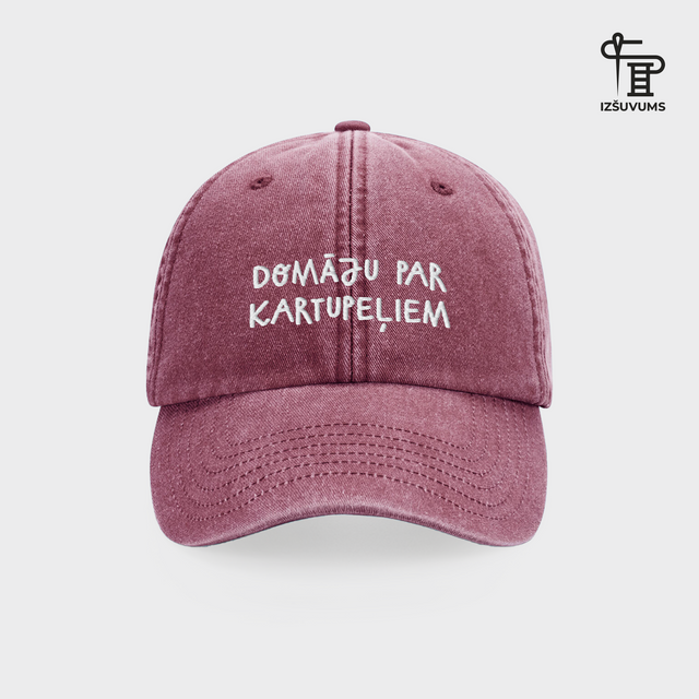 Izšūta cepure "Domāju par kartupeļiem"