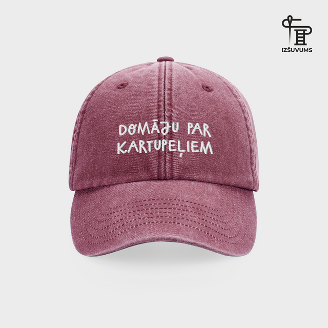 Izšūta cepure "Domāju par kartupeļiem"