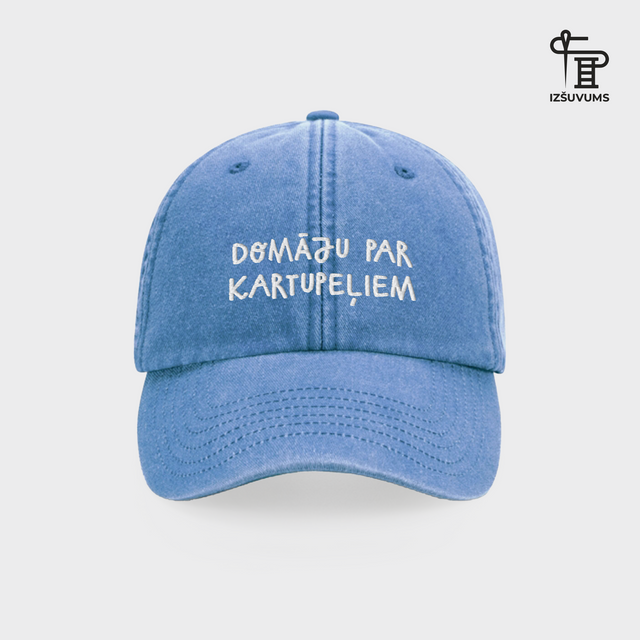 Izšūta cepure "Domāju par kartupeļiem"