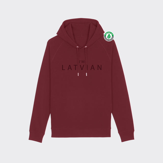 Organiskās kokvilnas hūdijs "I'm Latvian"