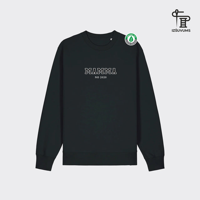 Izšūts organiskās kokvilnas džemperis "Mamma" ar personalizējamu gadu
