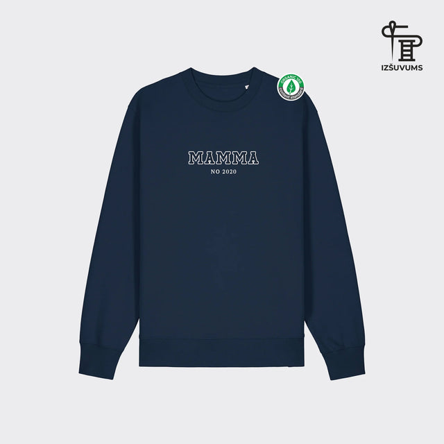 Izšūts organiskās kokvilnas džemperis "Mamma" ar personalizējamu gadu