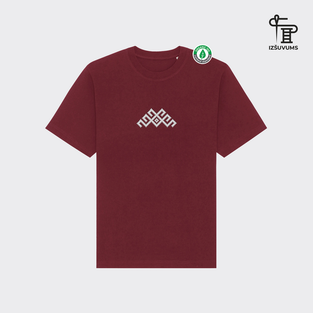 Izšūts organiskās kokvilnas oversized T-krekls "Mārtiņa zīme"