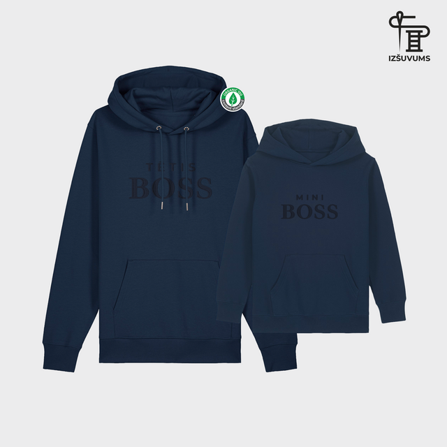 Izšūts organiskās kokvilnas komplekts "Bosi" (Hūdijs + bērnu hūdijs)