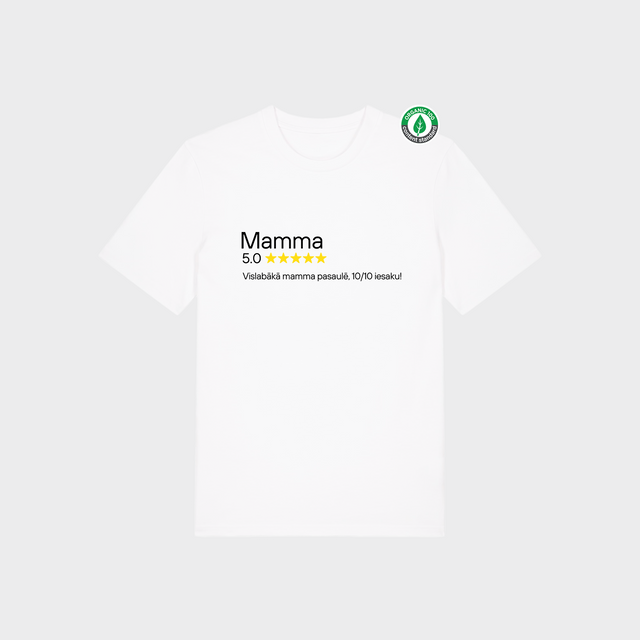 Organiskās kokvilnas T-krekls "Mamma 5 zvaigznes"