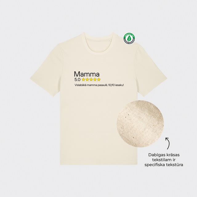 Organiskās kokvilnas T-krekls "Mamma 5 zvaigznes"