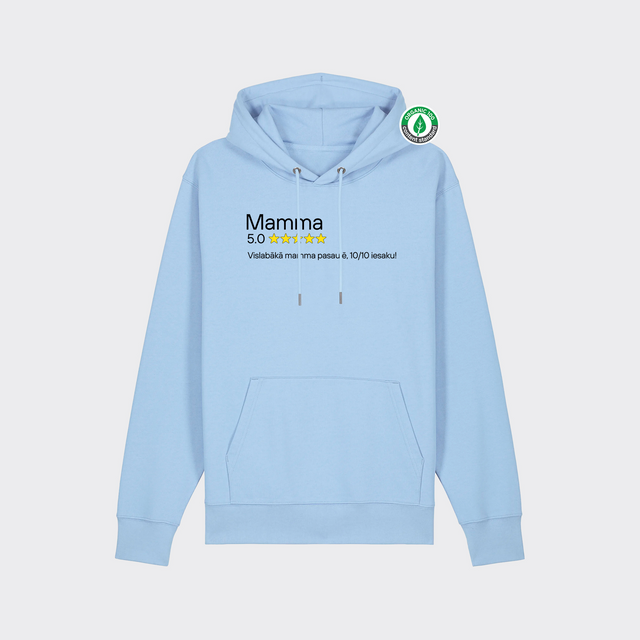 Organiskās kokvilnas hūdijs "Mamma 5 zvaigznes"