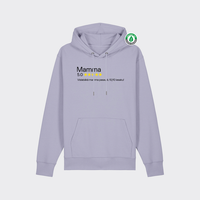 Organiskās kokvilnas hūdijs "Mamma 5 zvaigznes"