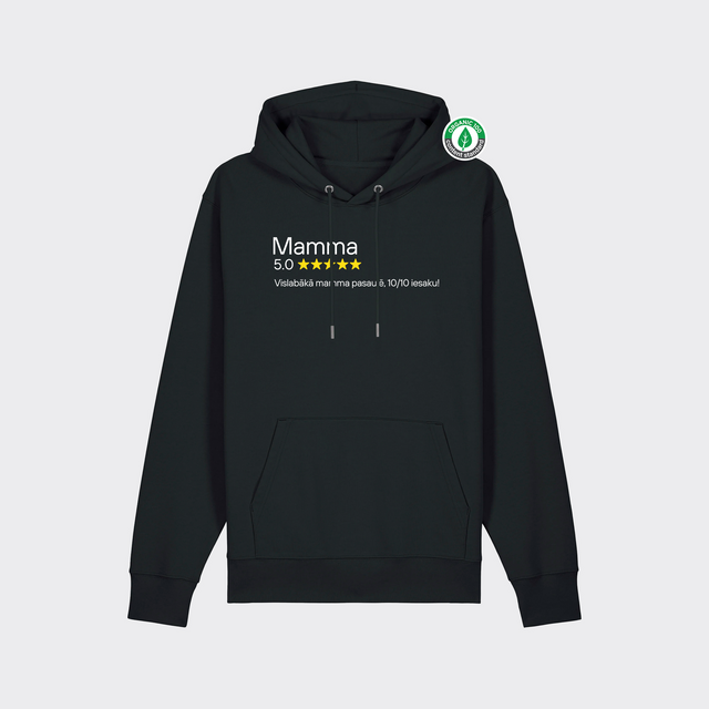 Organiskās kokvilnas hūdijs "Mamma 5 zvaigznes"