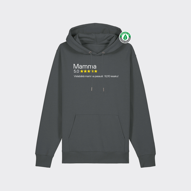 Organiskās kokvilnas hūdijs "Mamma 5 zvaigznes"