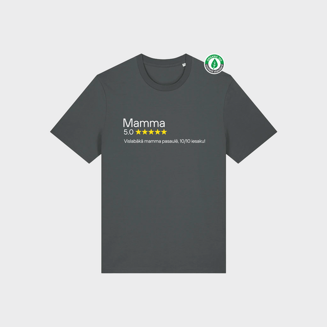 Organiskās kokvilnas T-krekls "Mamma 5 zvaigznes"