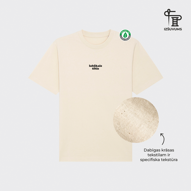 Izšūts organiskās kokvilnas oversized T-krekls "Labākais tētis"