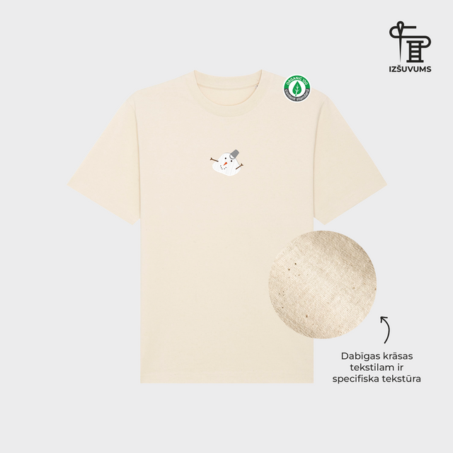 Izšūts organiskās kokvilnas oversized T-krekls "Latvijas ziema"