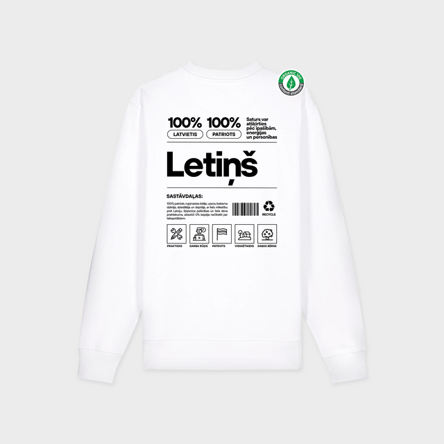 Organiskās kokvilnas džemperis "Letiņš Etiķete"