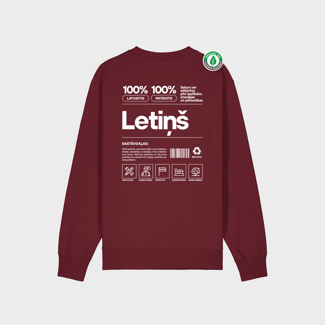 Organiskās kokvilnas džemperis "Letiņš Etiķete"