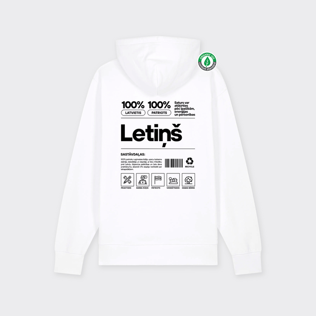 Organiskās kokvilnas hūdijs "Letiņš Etiķete"