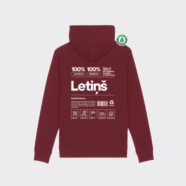 Organiskās kokvilnas hūdijs "Letiņš Etiķete"