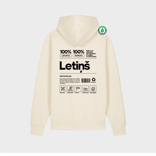 Organiskās kokvilnas hūdijs "Letiņš Etiķete"