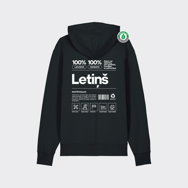 Organiskās kokvilnas hūdijs "Letiņš Etiķete"