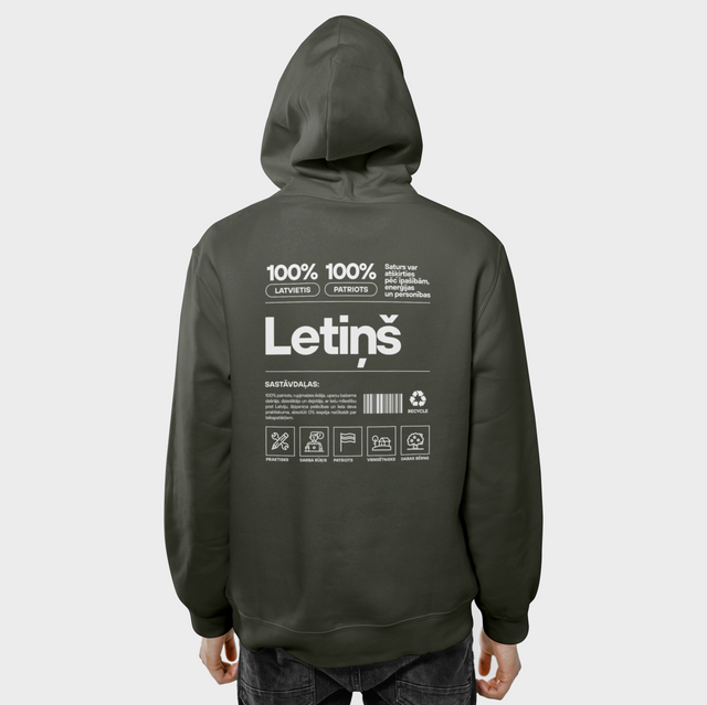 Organiskās kokvilnas hūdijs "Letiņš Etiķete"