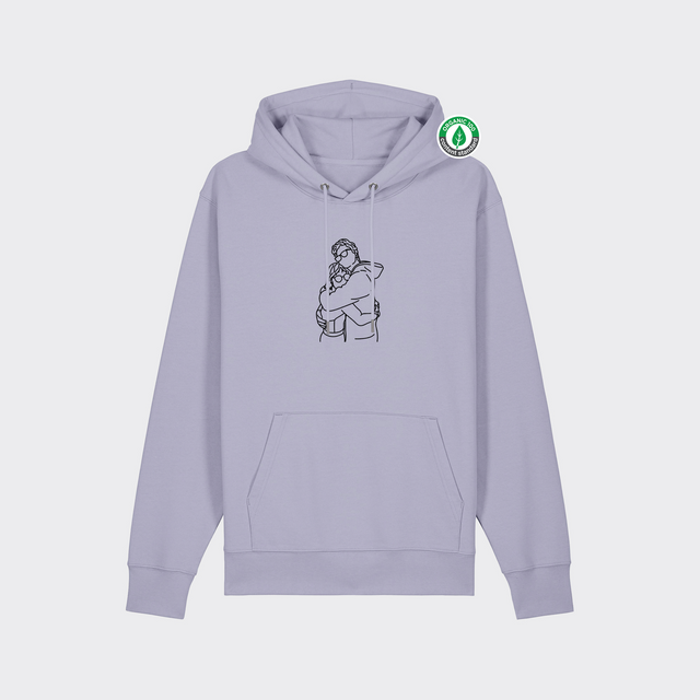 Organiskās kokvilnas hūdijs ar personalizētu "Line art"