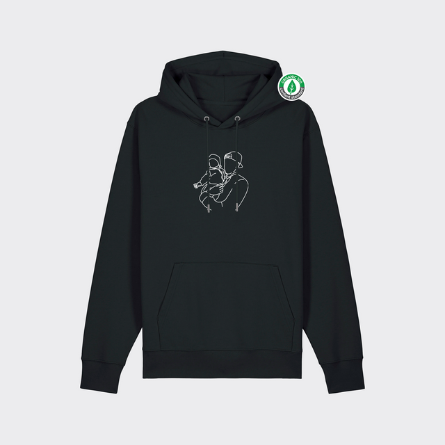 Organiskās kokvilnas hūdijs ar personalizētu "Line art"