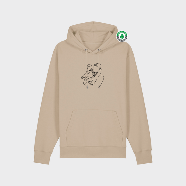 Organiskās kokvilnas hūdijs ar personalizētu "Line art"