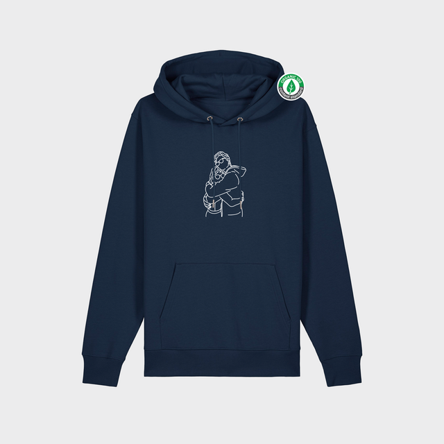 Organiskās kokvilnas hūdijs ar personalizētu "Line art"
