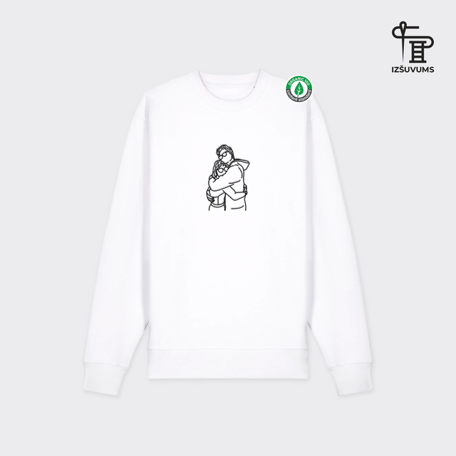 Izšūts organiskās kokvilnas džemperis ar personalizētu "Line art"