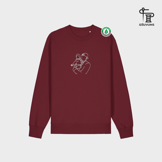 Izšūts organiskās kokvilnas džemperis ar personalizētu "Line art"