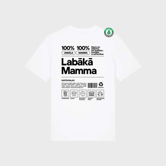 Organiskās kokvilnas T-krekls "Mamma Etiķete"