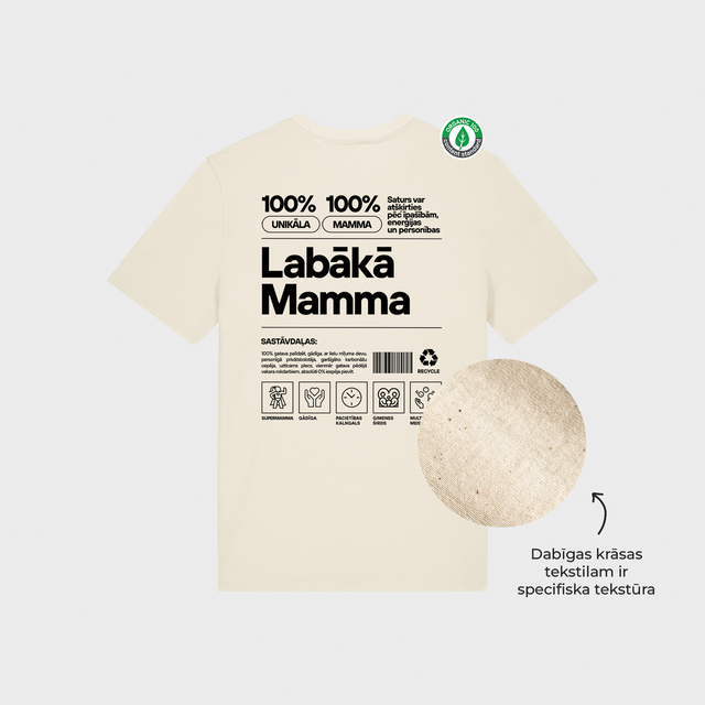 Organiskās kokvilnas T-krekls "Mamma Etiķete"