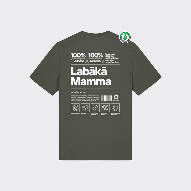 Organiskās kokvilnas T-krekls "Mamma Etiķete"