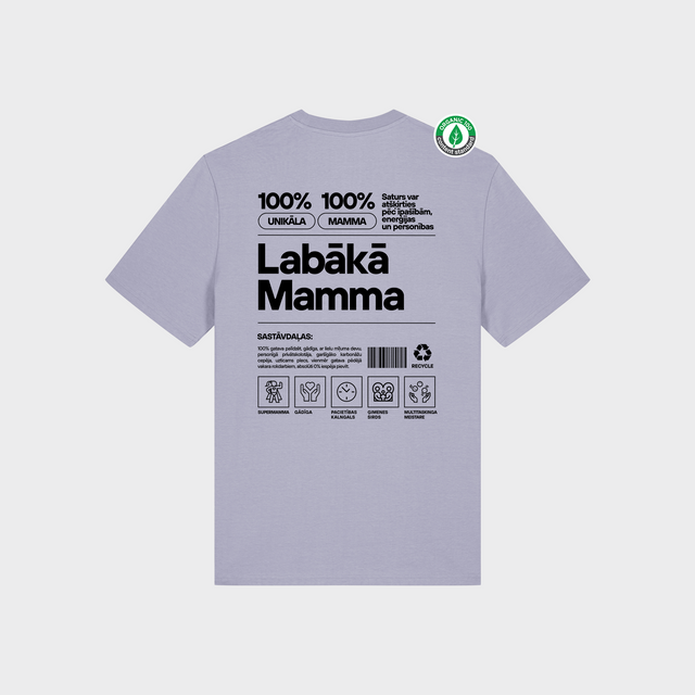 Organiskās kokvilnas T-krekls "Mamma Etiķete"