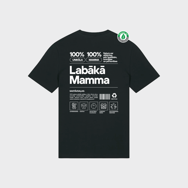 Organiskās kokvilnas T-krekls "Mamma Etiķete"